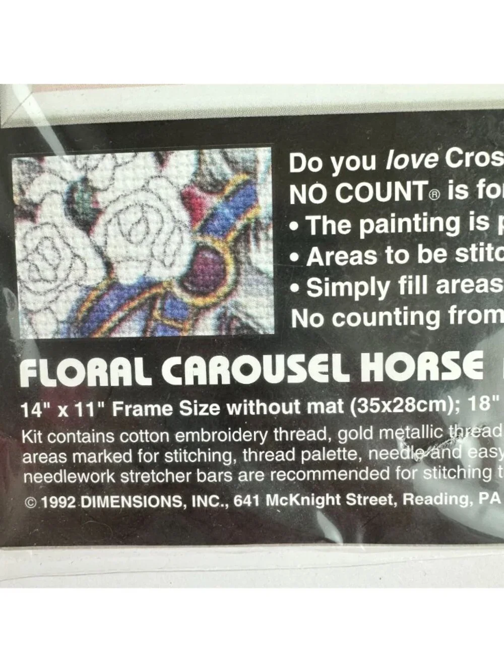 Dimensions No Count Cross Stitch Kit Floral Carousel Horse 3978